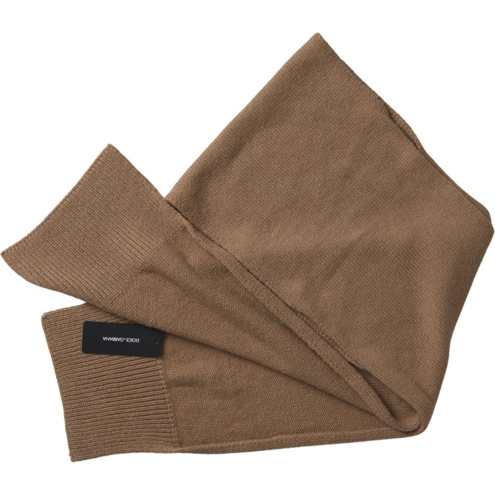 Dolce & Gabbana Brown Knitted Camel Wrap Shawl Foulard Scarf MS7029