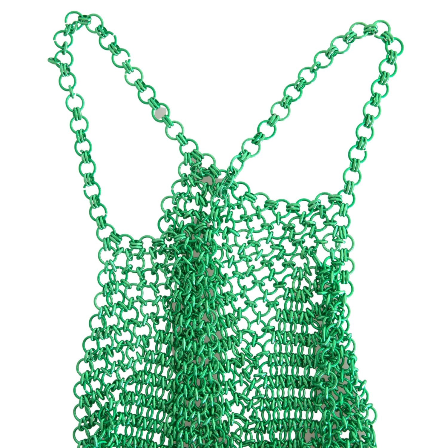 Dolce & Gabbana Green Aluminum Sleeveless Halter Cropped Tank Top