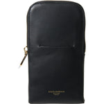 Dolce & Gabbana Black Leather Men Purse Double Belt Strap Bracelet Bag BAG1082