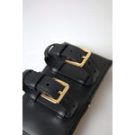 Dolce & Gabbana Black Leather Men Purse Double Belt Strap Bracelet Bag BAG1082