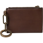 Dolce & Gabbana Brown Leather Zip Logo Keyring Coin Purse Wallet BAG1096