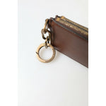 Dolce & Gabbana Brown Leather Zip Logo Keyring Coin Purse Wallet BAG1096
