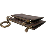 Dolce & Gabbana Brown Leather Zip Logo Keyring Coin Purse Wallet BAG1096