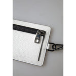Dolce & Gabbana White Leather Lanyard Logo Card Holder Men Wallet BAG1104