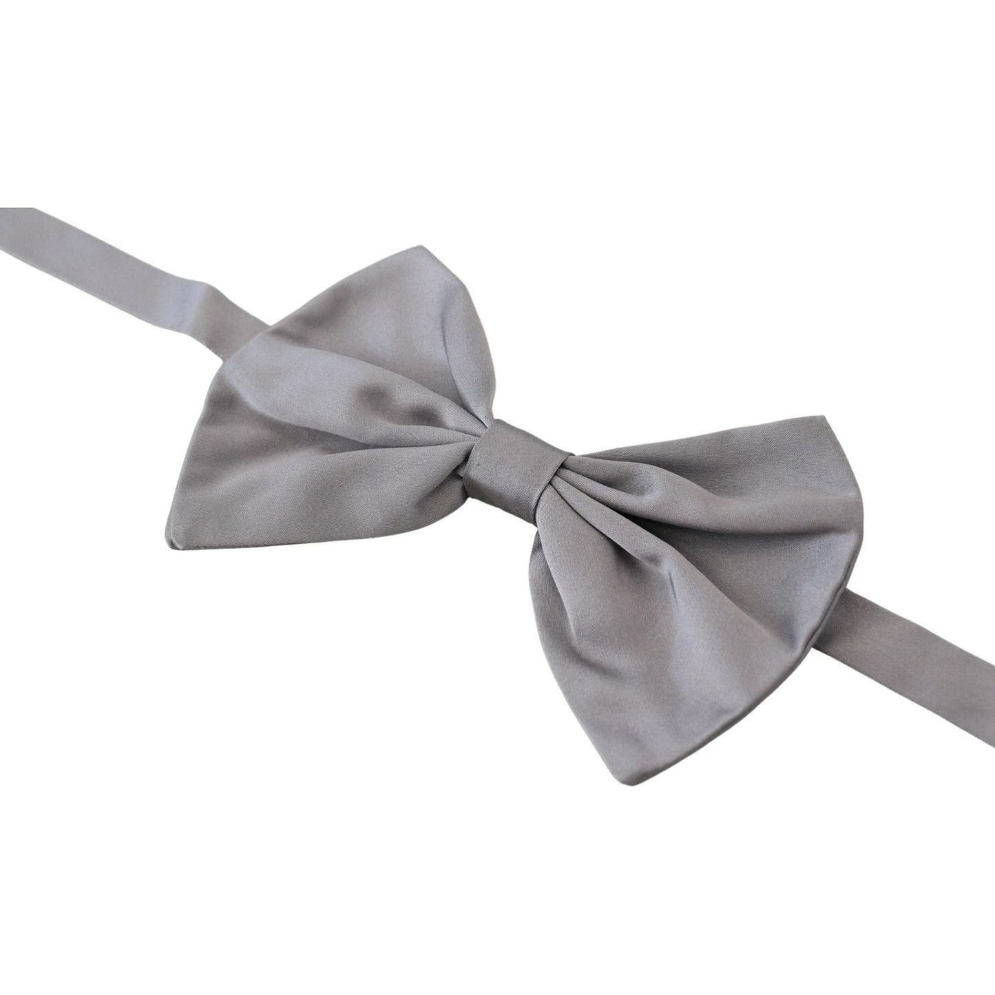 Dolce & Gabbana Bow Tie Men Silver Gray Silk Adjustable Neck Papillon FT6888