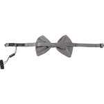 Dolce & Gabbana Bow Tie Men Silver Gray Silk Adjustable Neck Papillon FT6888