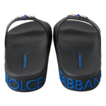 Dolce & Gabbana Black Slides Sandals Beach Saint Barth Shoes LA10216-35