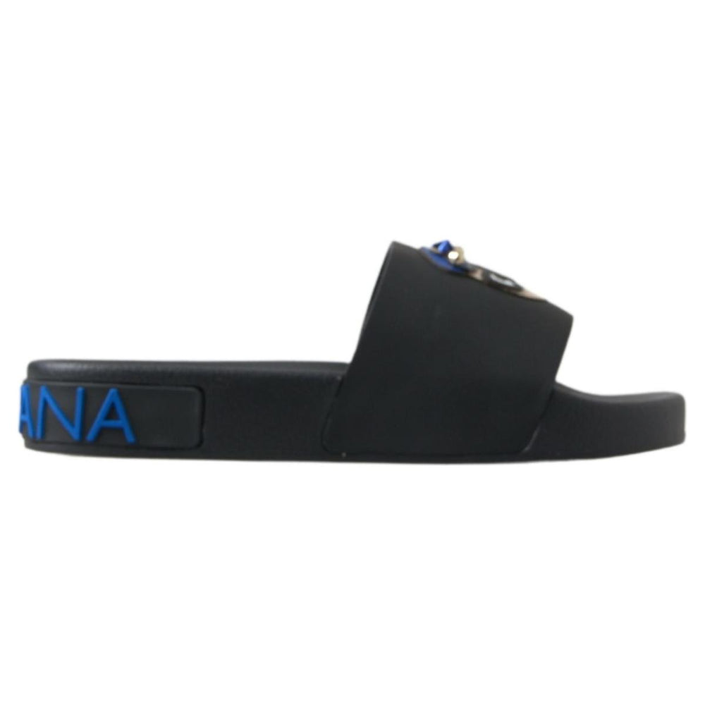 Dolce & Gabbana Black Slides Sandals Beach Saint Barth Shoes LA10216-35