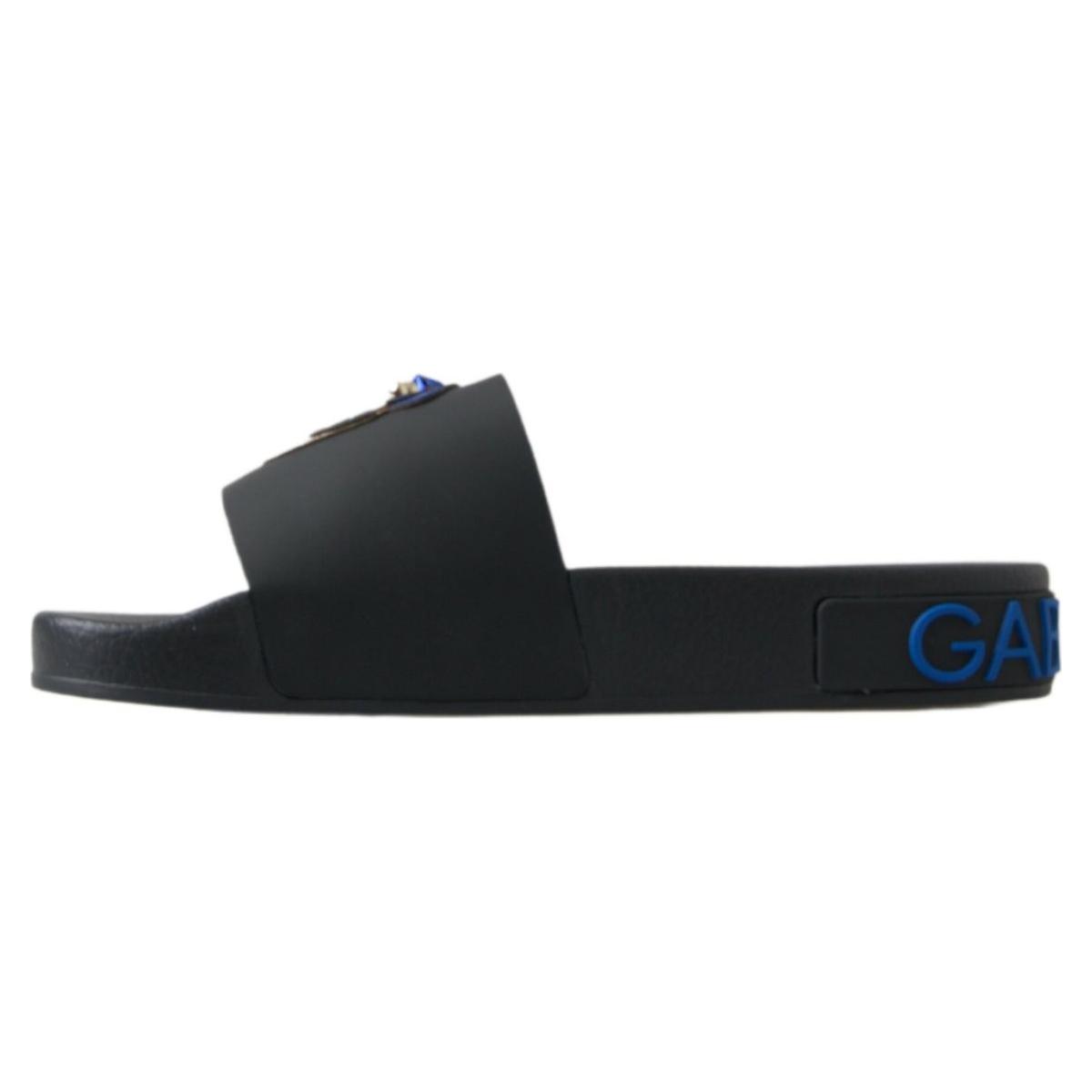 Dolce & Gabbana Black Slides Sandals Beach Saint Barth Shoes LA10216-35