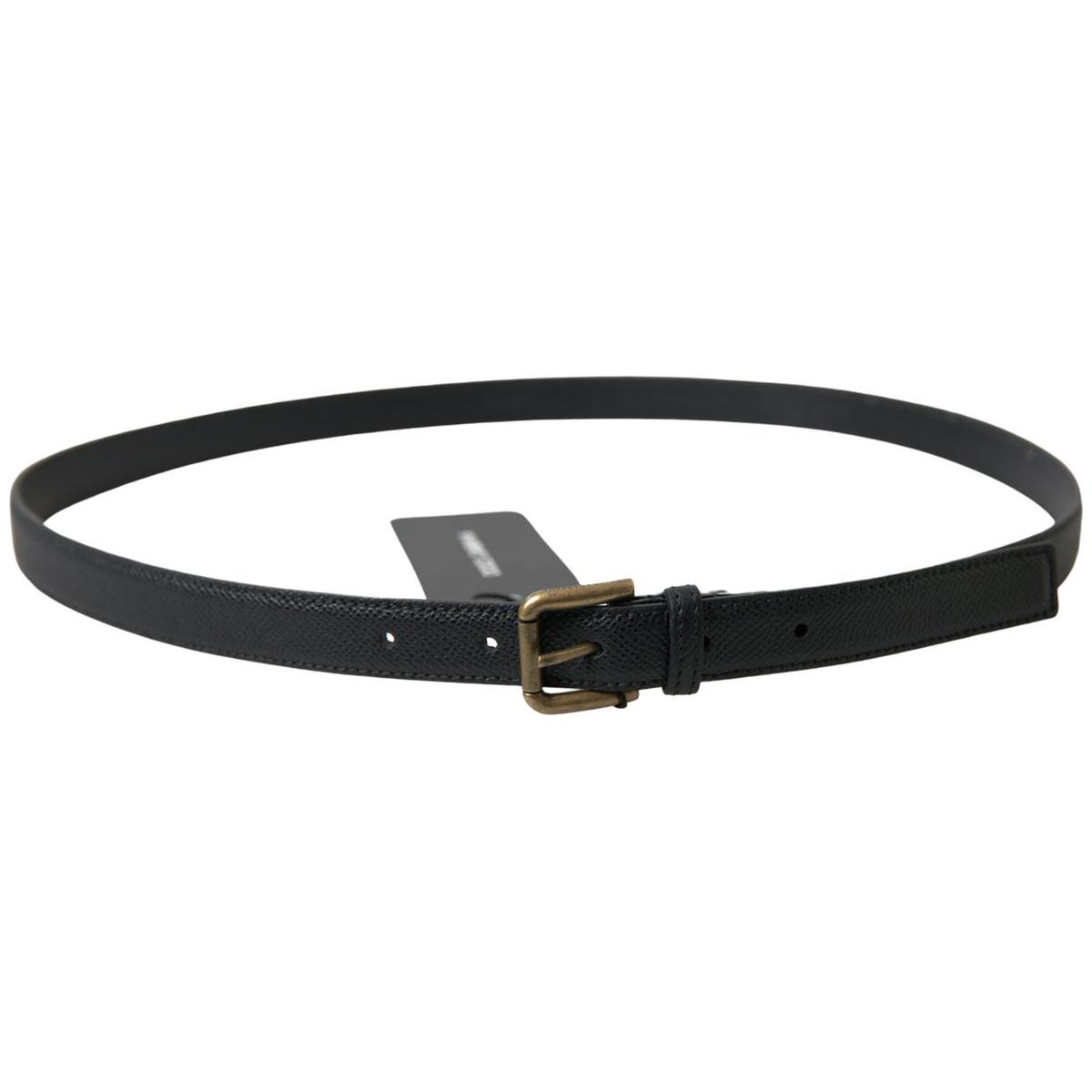 Dolce & Gabbana Black Leather Gold Metal Buckle Men Belt BEL9021-100