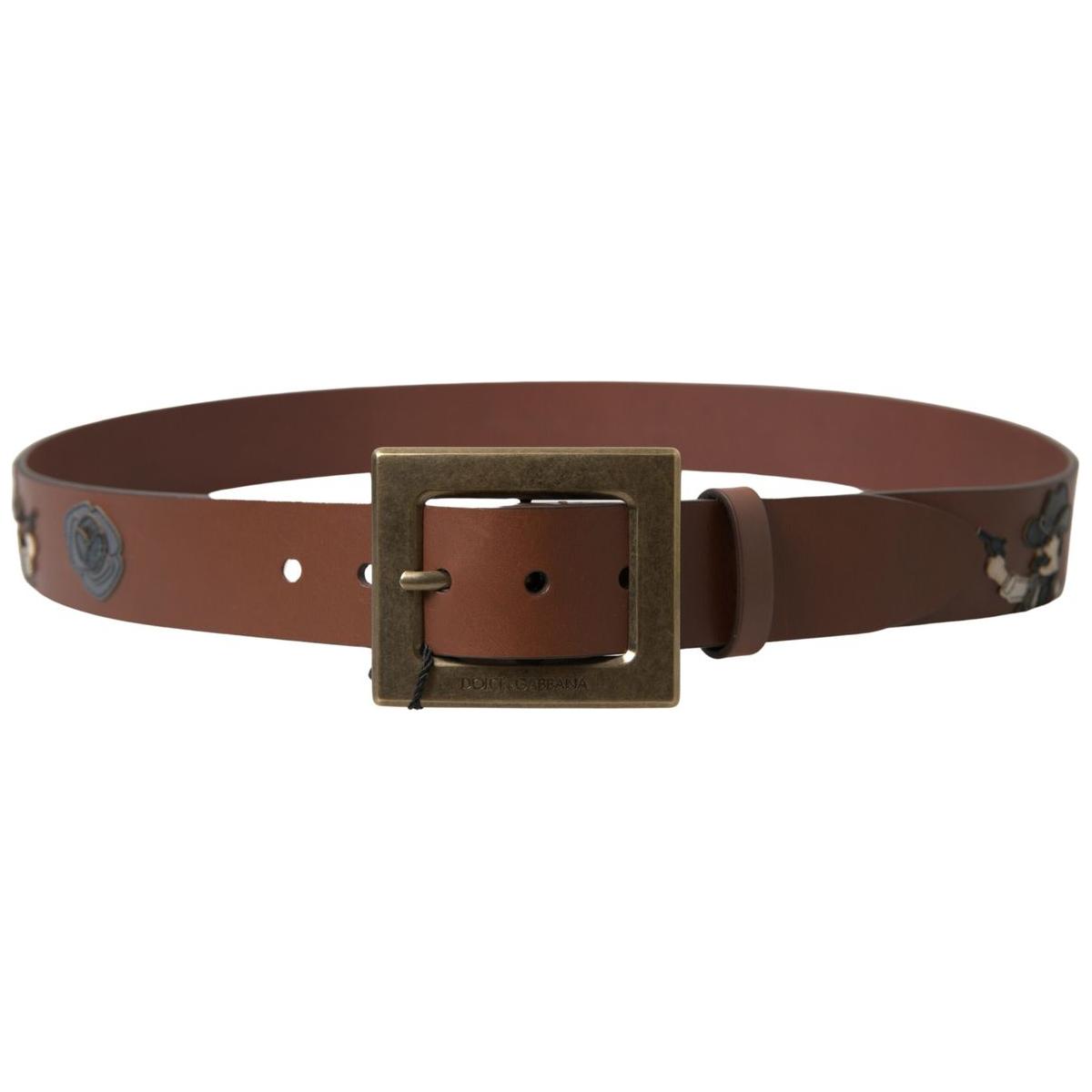 Dolce & Gabbana Brown Leather #DGFAMLY Square Buckle Belt BEL9028-100