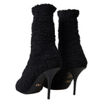 Dolce & Gabbana Black Stiletto Heels Mid Calf Boots LA10281-38.5