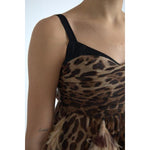Dolce & Gabbana Brown Leopard Feather Chiffon Sleeveless Dress DR281000-40