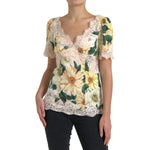 Dolce & Gabbana Multicolor Floral Lace V Neck Blouse TSH84507-38