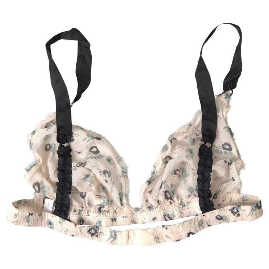 Costume National Beige Floral Underwear Bikini Bra BIK1645-IT1