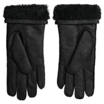 Dolce & Gabbana Black Leather Fur Short Hands Mitten Men Gloves LB30107