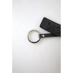 Dolce & Gabbana Black DG Logo Leather Silver Metal Keychain SMY101200