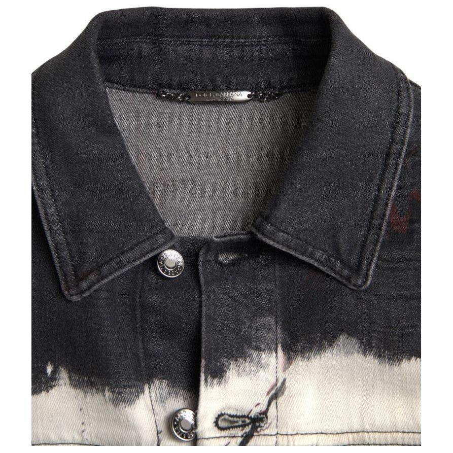 Dolce & Gabbana Multicolor Cotton Collared Denim Jacket JKT3651-IT48