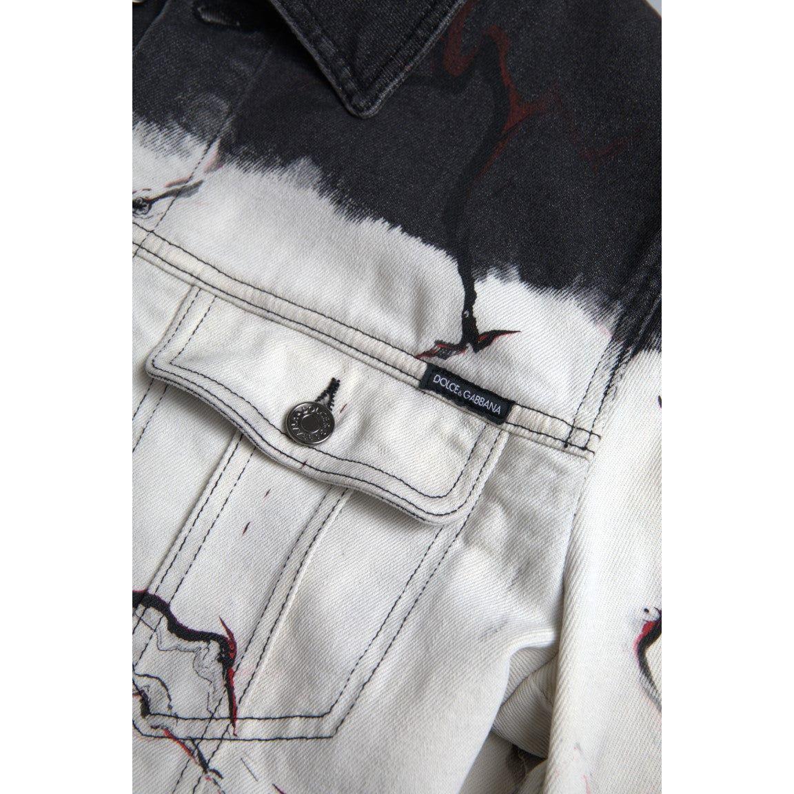Dolce & Gabbana Multicolor Cotton Collared Denim Jacket JKT3651-IT48