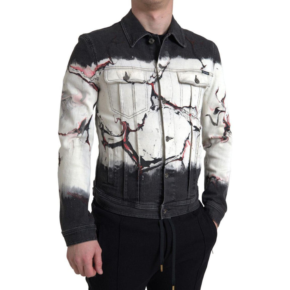 Dolce & Gabbana Multicolor Cotton Collared Denim Jacket JKT3651-IT48