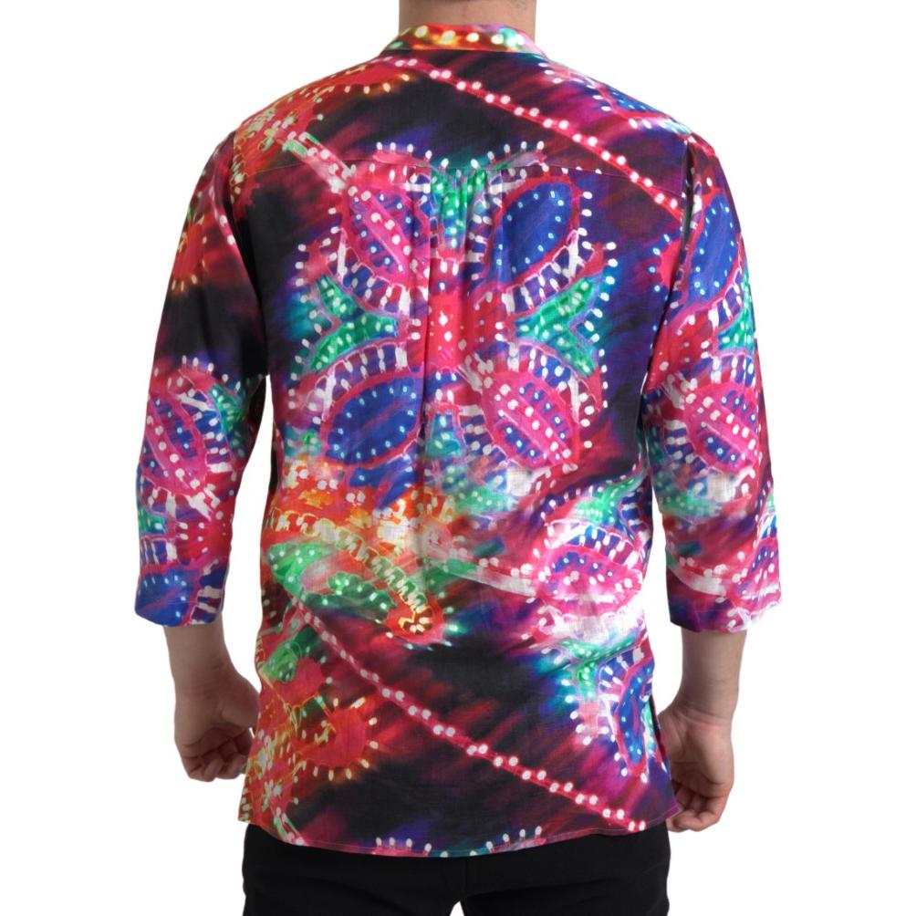 Dolce & Gabbana Multicolor Luminarie Print Linen Shirt TSH84186-37