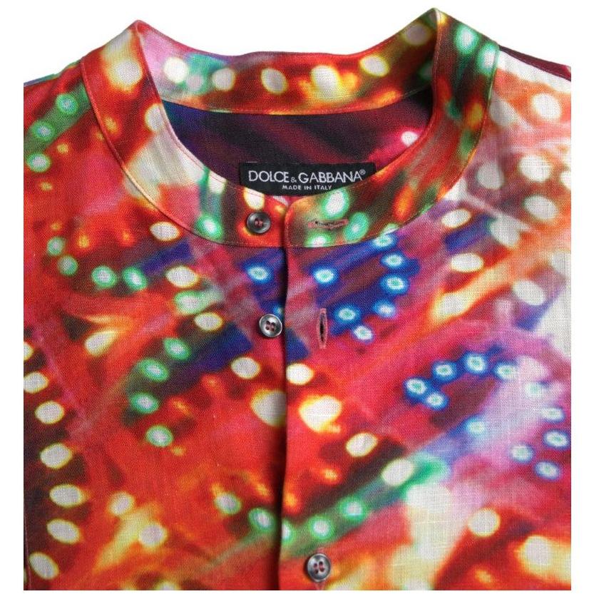 Dolce & Gabbana Multicolor Luminarie Print Linen Shirt TSH84186-37