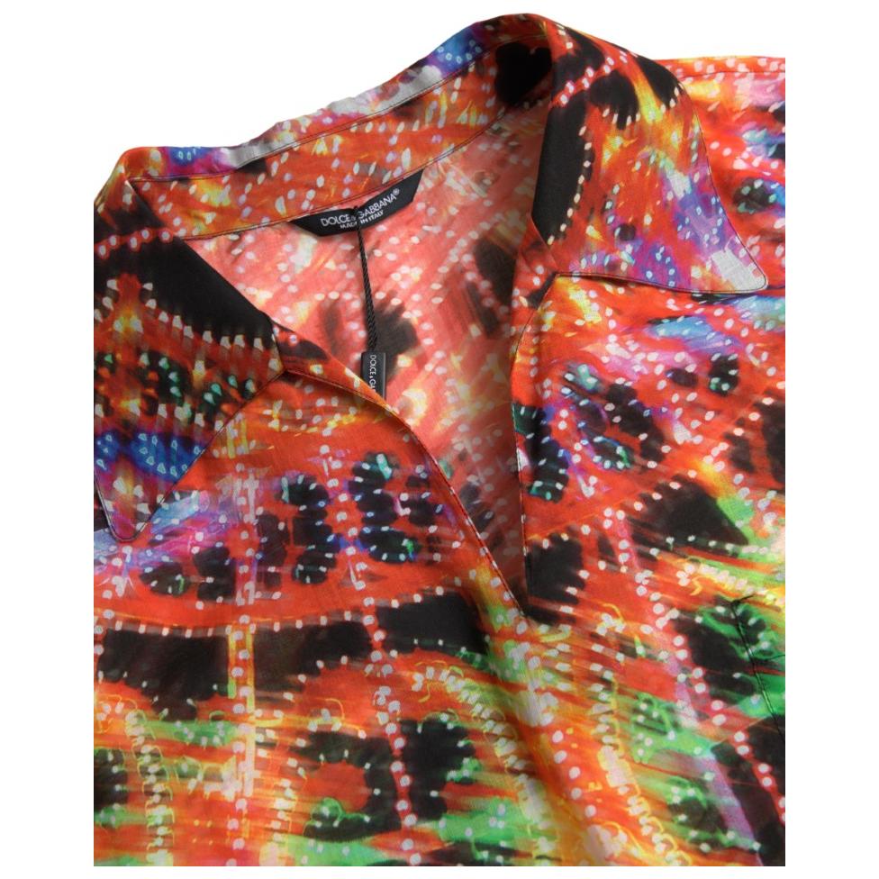 Dolce & Gabbana Multicolor Luminarie Print Men Cotton Shirt TSH84187-39