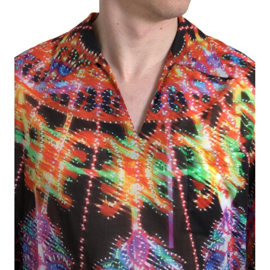 Dolce & Gabbana Multicolor Luminarie Print Men Cotton Shirt TSH84187-39