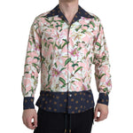 Dolce & Gabbana Cotton Polka Dot Lily Print Collared Shirt TSH84188-38