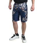 Dolce & Gabbana Blue Floral Print Silk Men Bermuda Shorts PAN74843-46