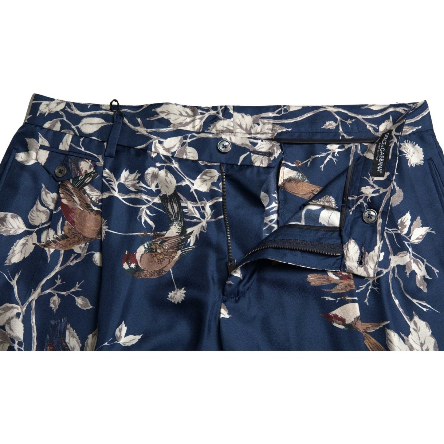 Dolce & Gabbana Blue Floral Print Silk Men Bermuda Shorts PAN74843-46
