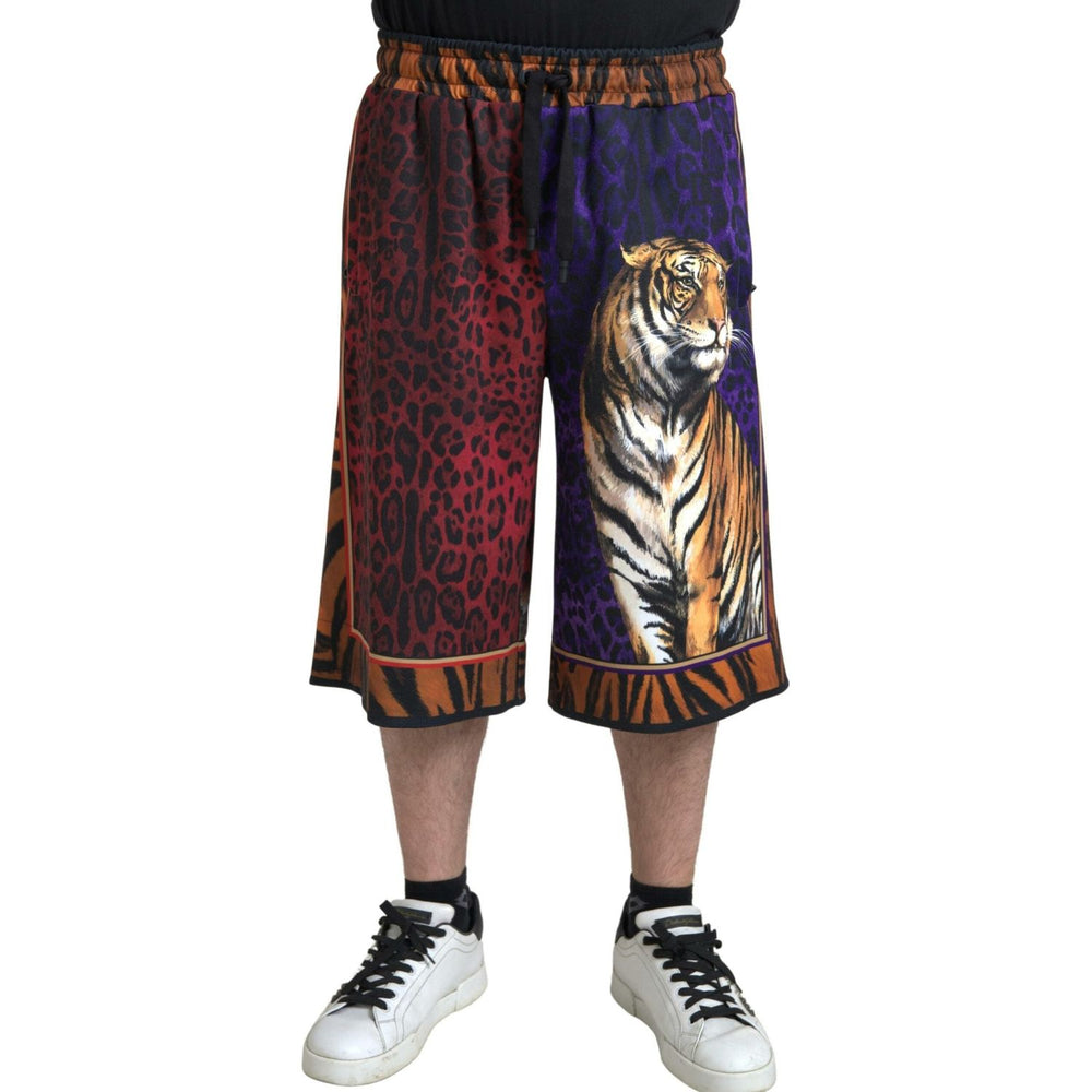 Dolce & Gabbana Multicolor Tiger Print Men Bermuda Shorts PAN74848-44