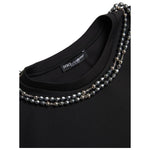 Dolce & Gabbana Black Necklace Embellished Polyester T-shirt TSH84165-48