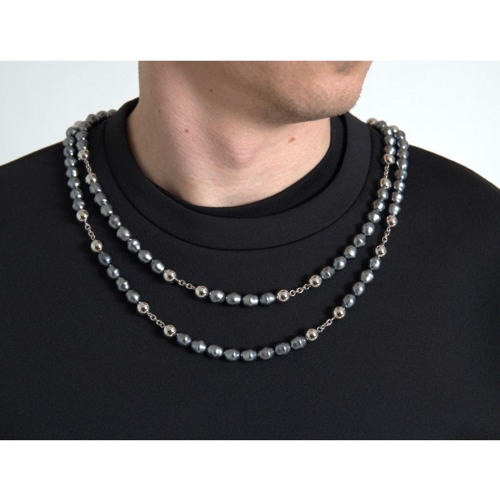 Dolce & Gabbana Black Necklace Embellished Polyester T-shirt TSH84165-48