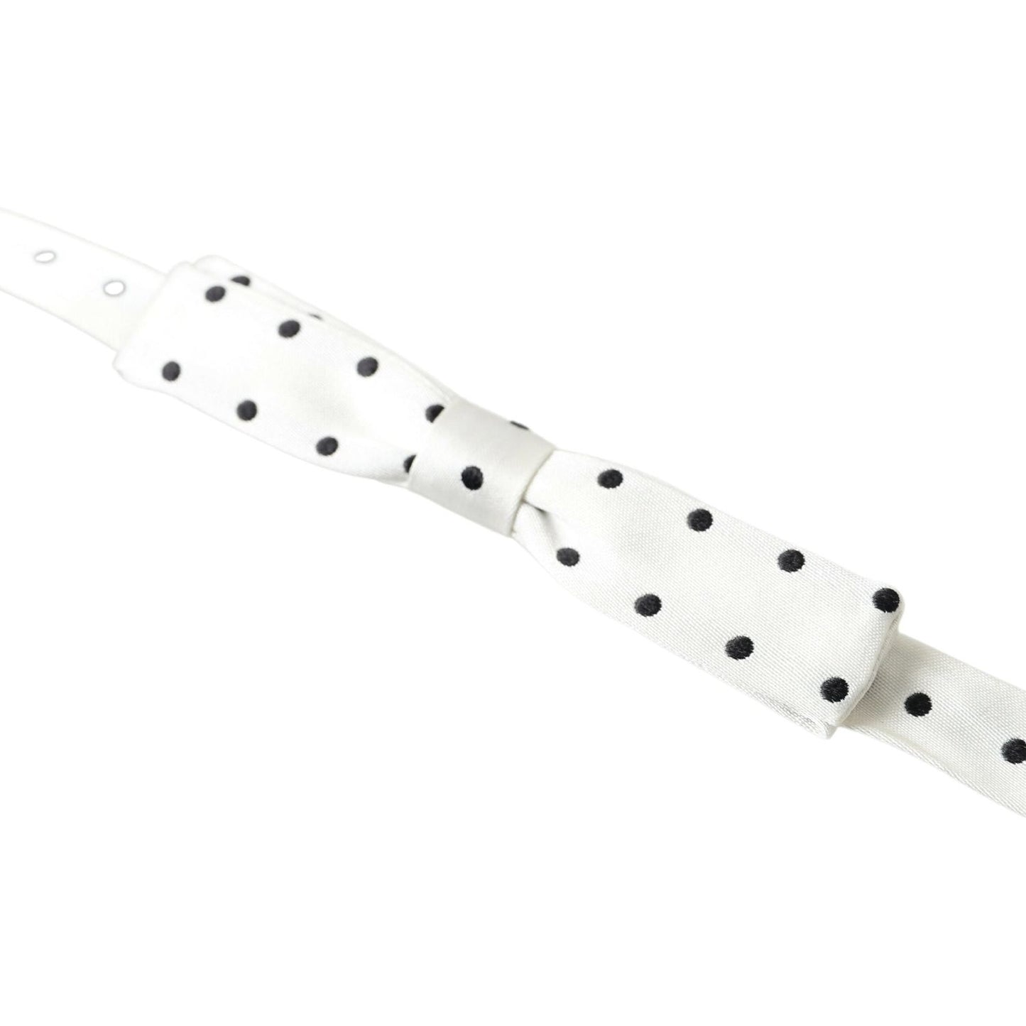 Dolce & Gabbana White Silk Polka Dot Adjustable Neck Men Bow Tie FT3778