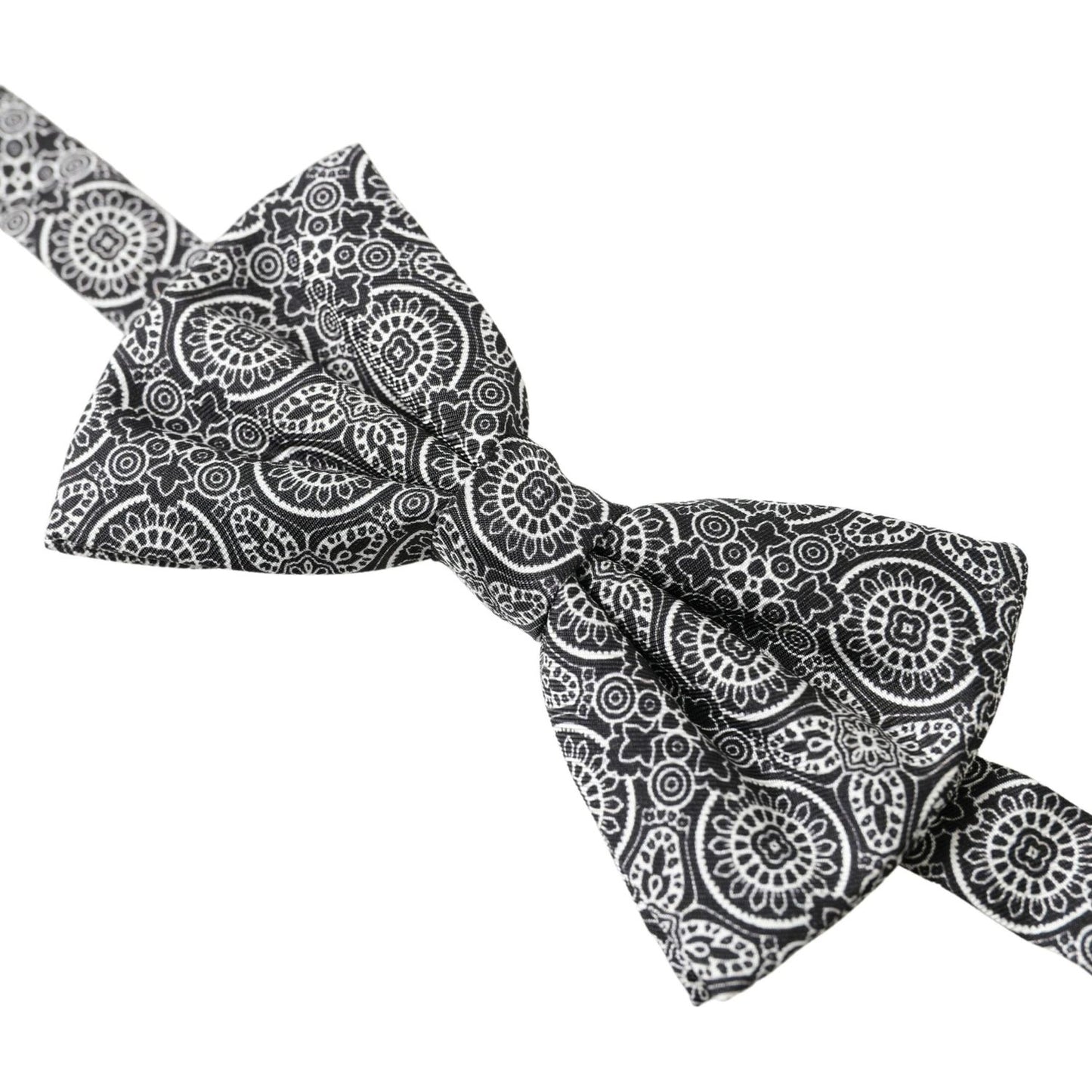 Dolce & Gabbana Black White Pattern Adjustable Neck Papillon Bow Tie FT3780