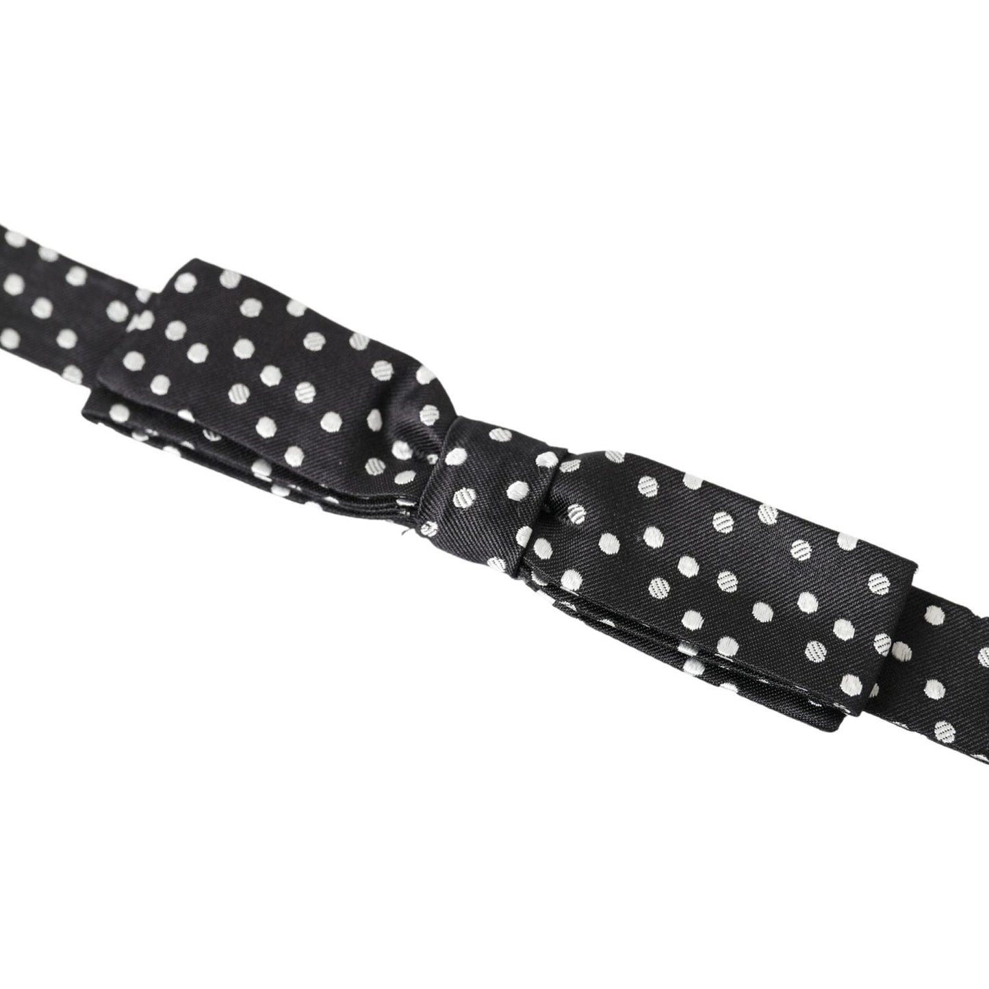 Dolce & Gabbana Black Polka Dot Silk Adjustable Men Neck Papillon Bow Tie FT3798