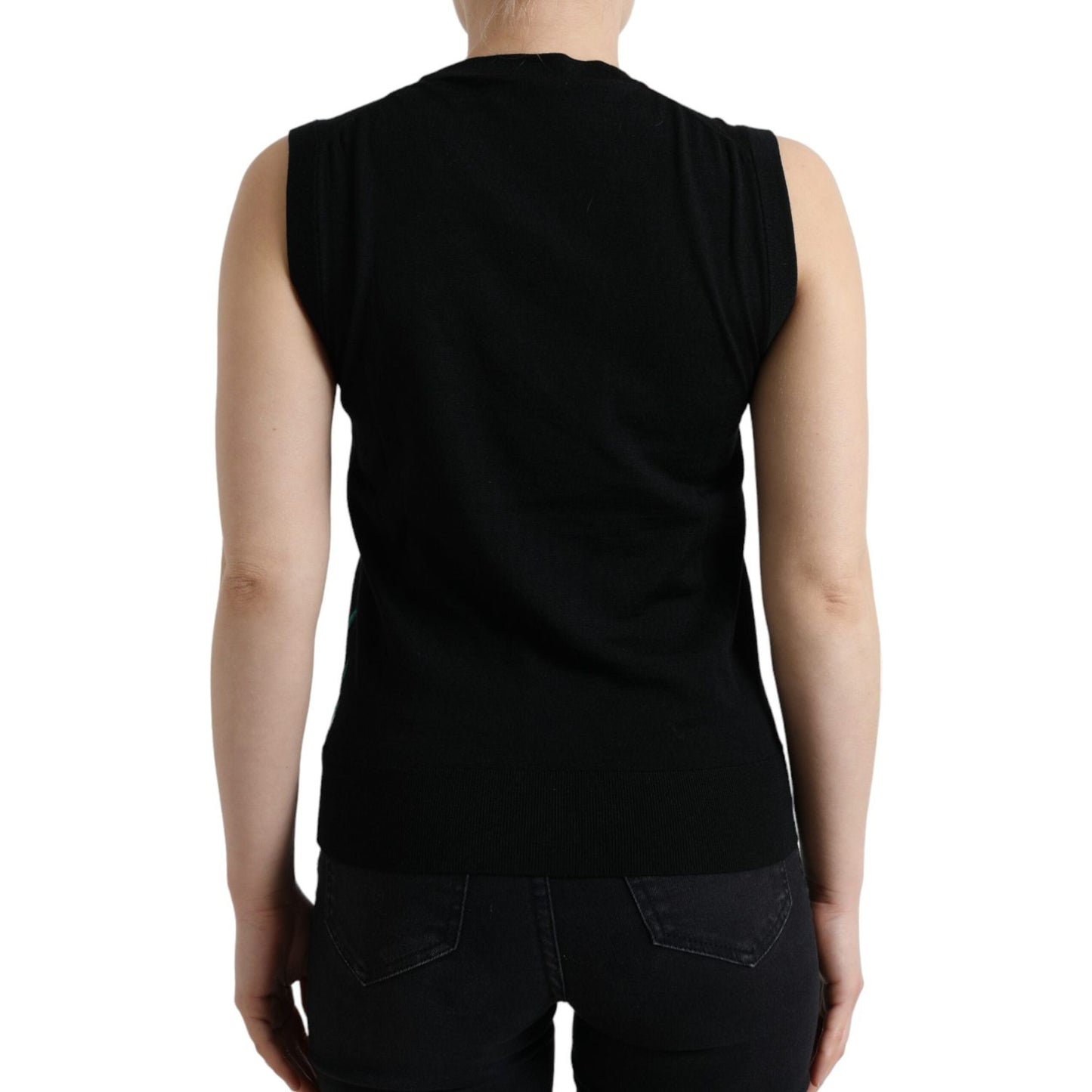 Dolce & Gabbana Black Bird Wool Knit Sleeveless Tank T-shirt TSH84251-38