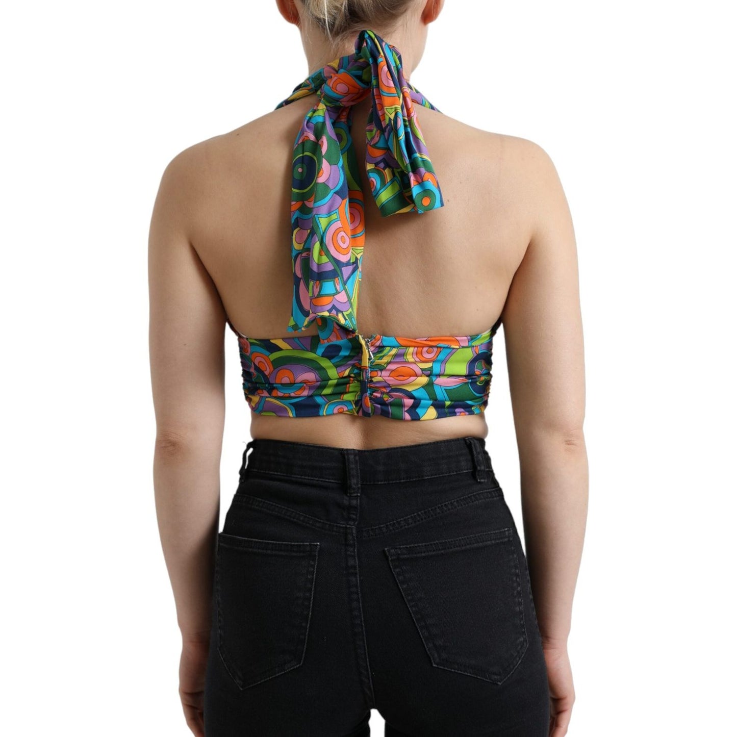 Dolce & Gabbana Multicolor Halter Sleeveless Cropped Tank Top TSH84276-40