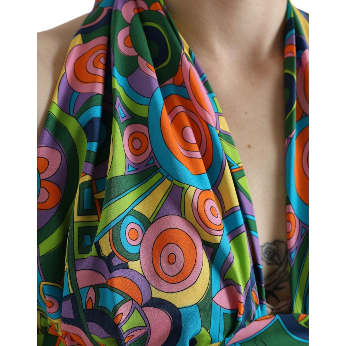 Dolce & Gabbana Multicolor Halter Sleeveless Cropped Tank Top TSH84276-40
