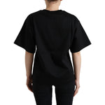 Dolce & Gabbana Black Cotton DG Crystal Crewneck Tee T-shirt TSH84346-36