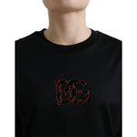 Dolce & Gabbana Black Cotton DG Crystal Crewneck Tee T-shirt TSH84346-36