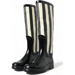Dolce & Gabbana Black Rubber Knee High Flat Boots Shoes LA10479-35