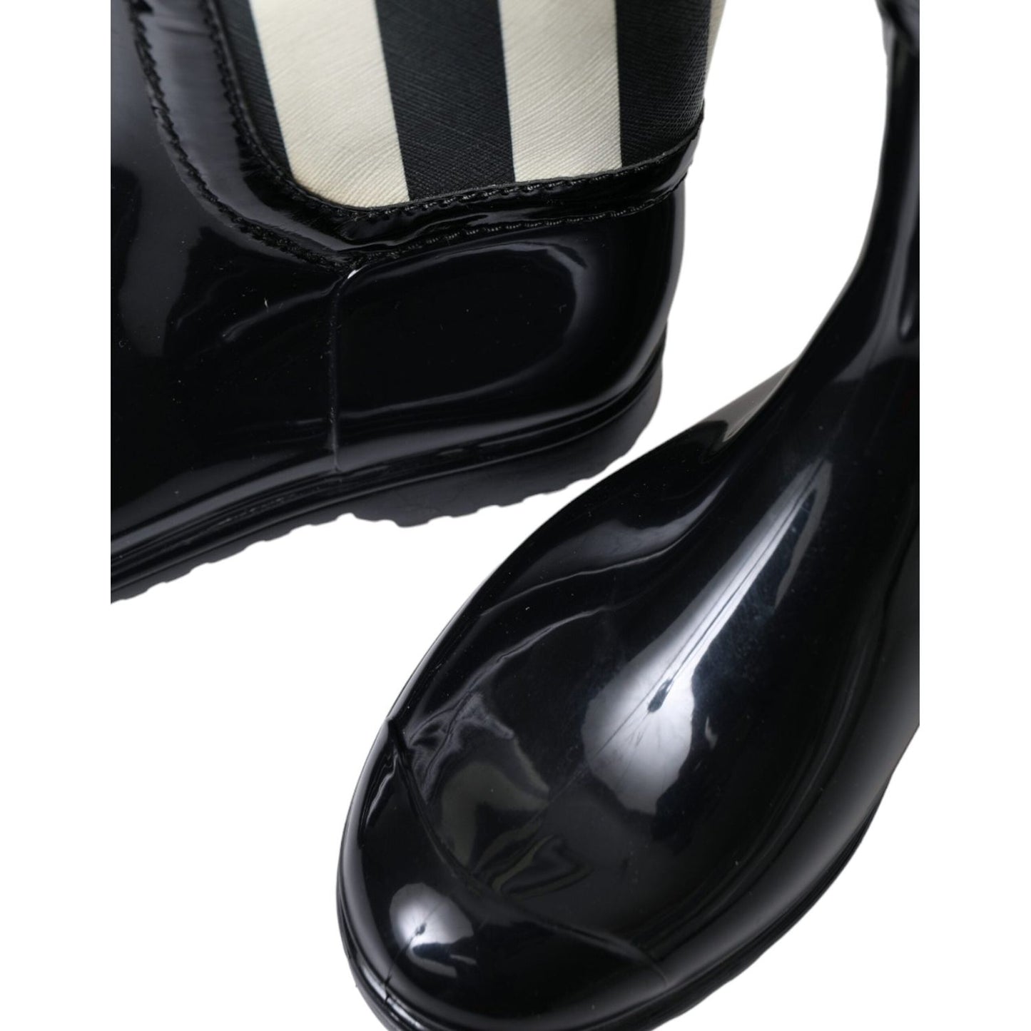 Dolce & Gabbana Black Rubber Knee High Flat Boots Shoes LA10479-35