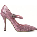 Dolce & Gabbana Pink Strass Crystal Heels Pumps Shoes LA10328-40.5