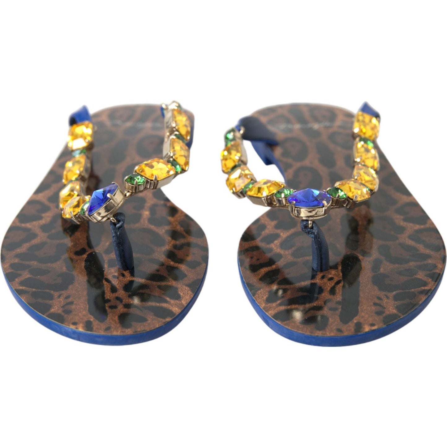 Dolce & Gabbana Blue Crystals Flats Sandals Beachwear Shoes LA10330-38.5