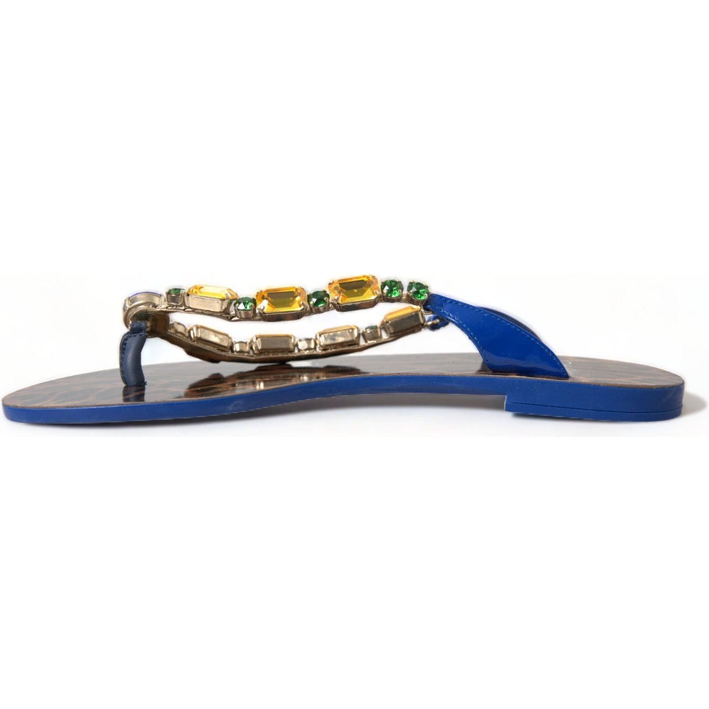 Dolce & Gabbana Blue Crystals Flats Sandals Beachwear Shoes LA10330-38.5