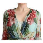 Dolce & Gabbana Multicolor Green Floral Silk Wrap Midi Dress DR28304-42