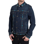 Dolce & Gabbana Blue Denim Turquoise Stones Studded Jacket JKT3667-48