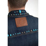 Dolce & Gabbana Blue Denim Turquoise Stones Studded Jacket JKT3667-48